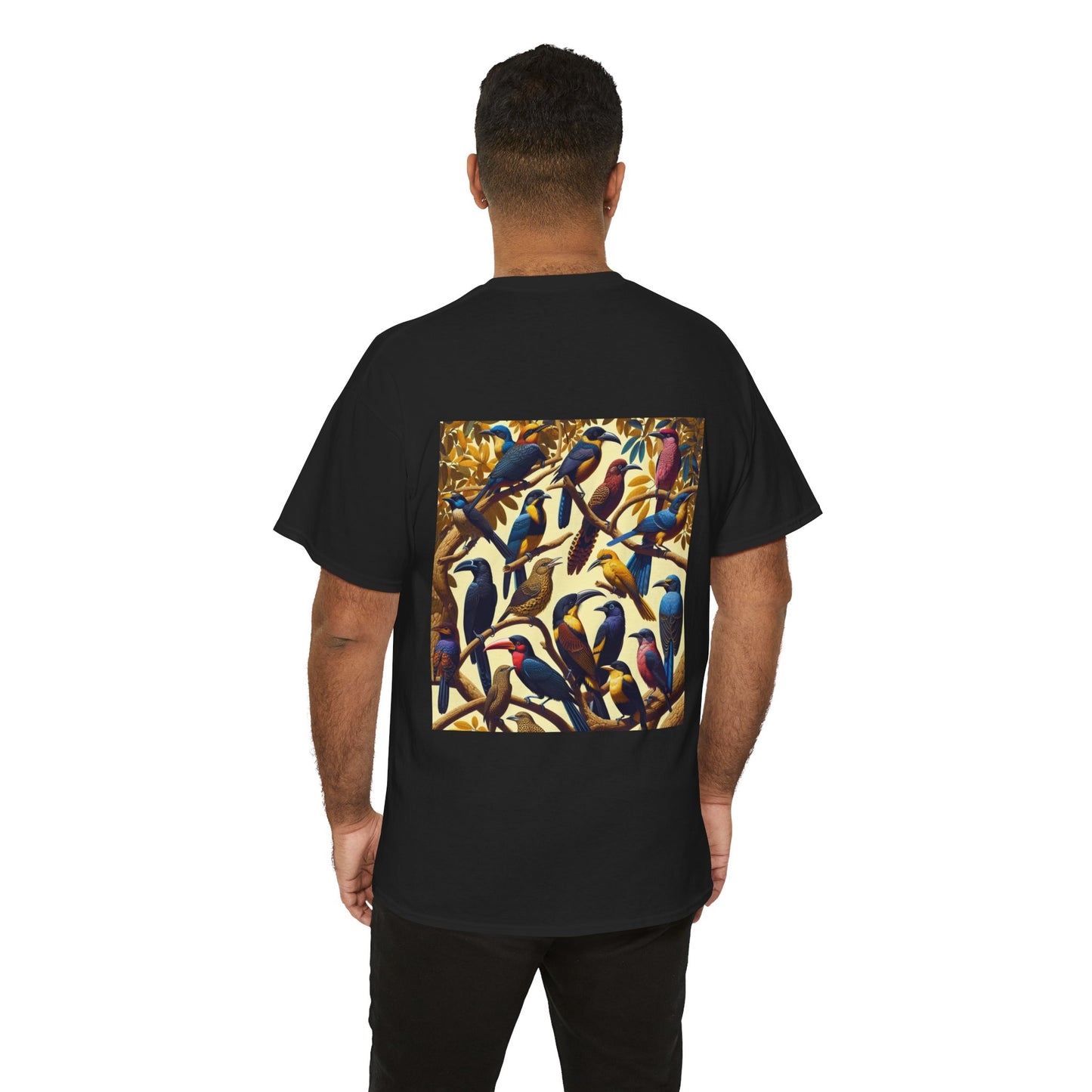 Colourful Bird Design Heavy Cotton Tee